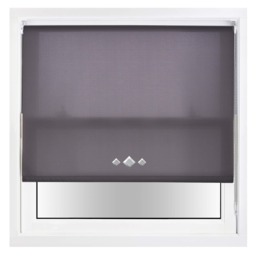 FURNISHED Daylight Trimmable Roller Blinds with Triple Diamond Eyelets and Metal Fittings Grey Dark Grey (W) 135cm x (L) 210cm