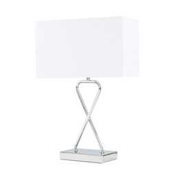 ValueLights Kuros Chrome Table Lamp White Rectangular Shade