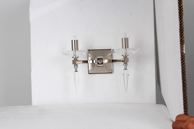Sorrento Optic Glass 2 Light Nickel Candle Wall Lamp