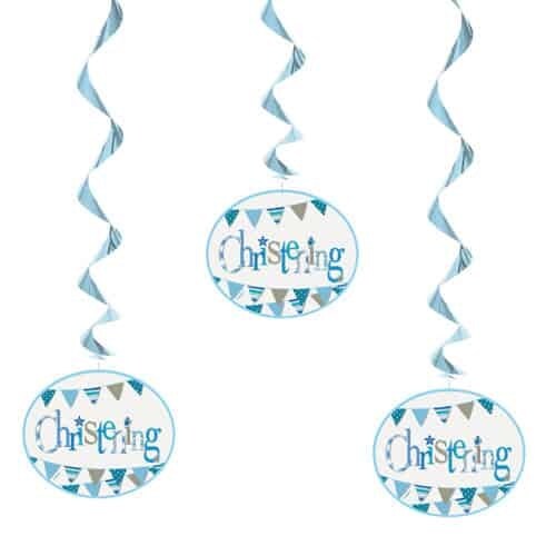 Christening Blue Hanging Decorations Pack Of 3
