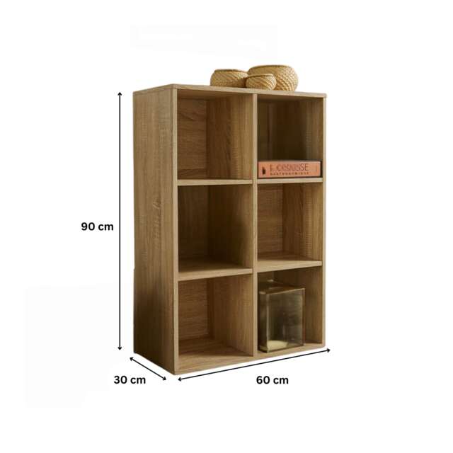 Storage Cube 6 Shelf Bookcase Wooden Display Unit Organiser Furniture Brown