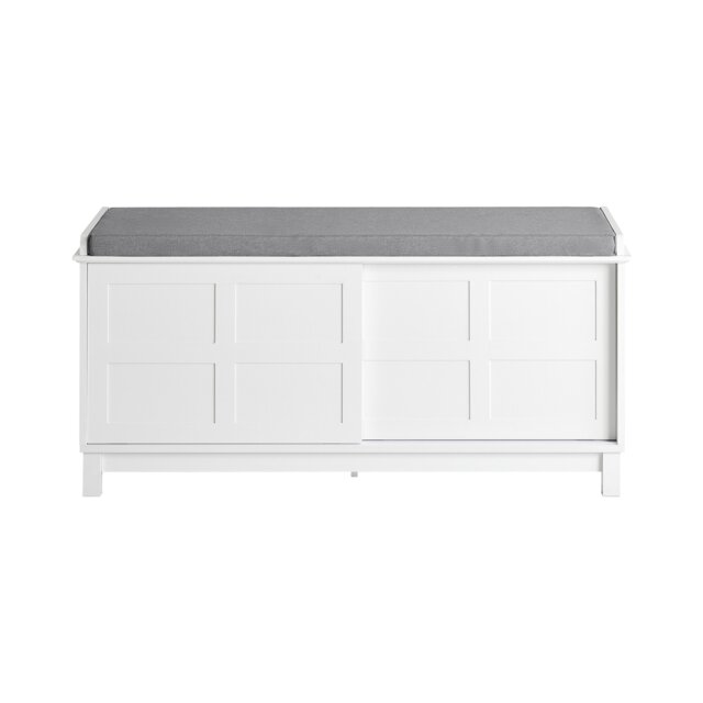 SoBuy Wooden Shoe Storage Bench with Seat, White, 44.9x20.9x15.7 inches, 22.3 kg - FSR86-W