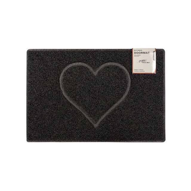 Oseasons Heart Small Embossed Doormat in Black