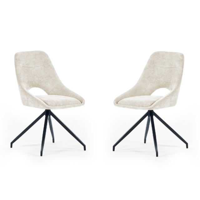 Pembroke Premium Cream Chenille Upholstered Dining Chairs - Set of 2