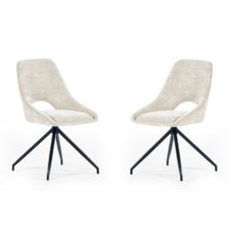 Pembroke Premium Cream Chenille Upholstered Dining Chairs - Set of 2