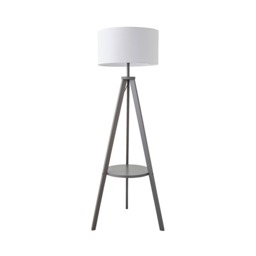 ValueLights Morrigan White Shade Grey Wood Tripod Floor Lamp White