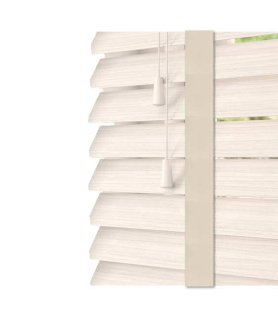 130cm White Oak Faux Wood Venetian Blinds with Tapes (120cm Drop) White White