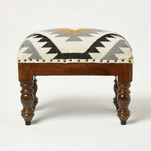 Homescapes Agra Handwoven Kilim Footstool - 50 x 30 cm