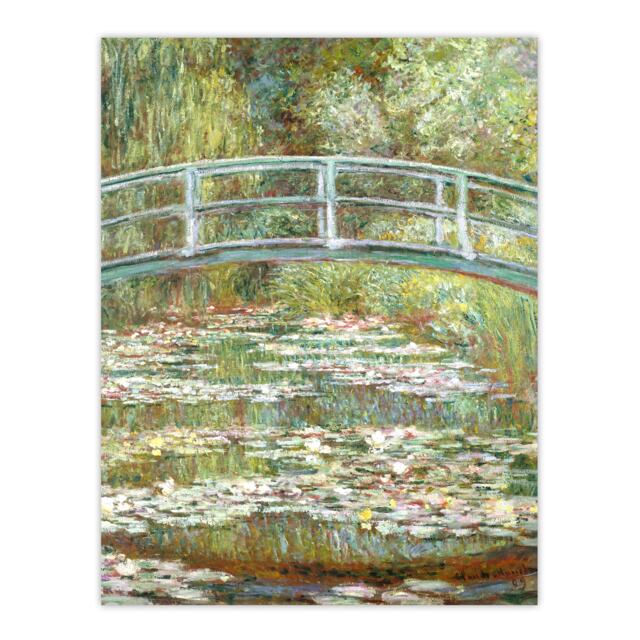 "Bridge over a Pond of Water Lilies Monet Vintage Wall Art Poster Print 12X16"""