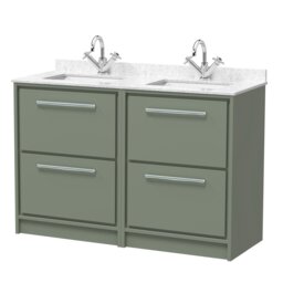 Balterley Framed Design Floor Standing 4 Drawer Vanity with Marble Worktop Basin Green Reed Green 878 x 1220 x 470mm