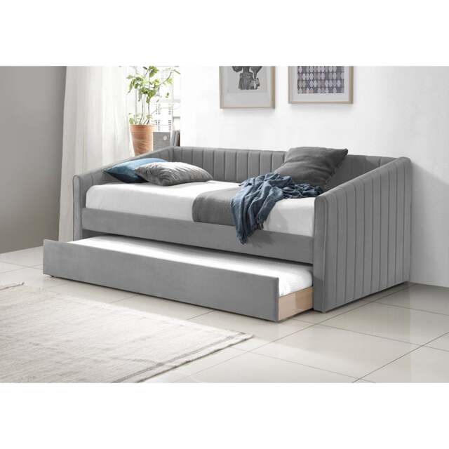 Fabric Small Single Day Bed in Grey