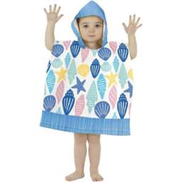 Home & Living Childrens/Kids Shell Hooded Towel - Blue/White/Yellow - 1.5-3 Years Blue