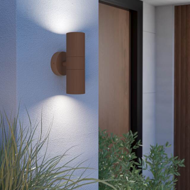 EGLO Tomelloso Modern Outdoor Up & Down Wall Light Brown Black