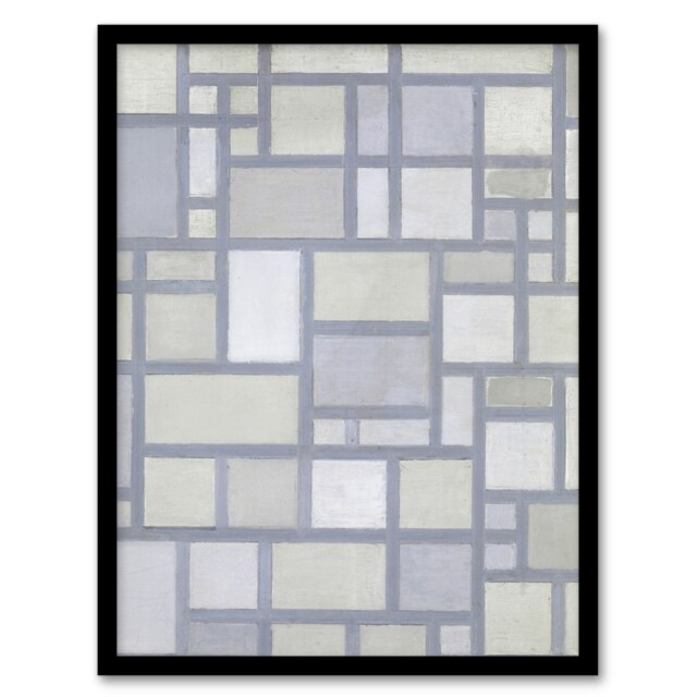 "Abstract Composition with Gray lines Mondrian Framed Wall Art Print 12X16"""