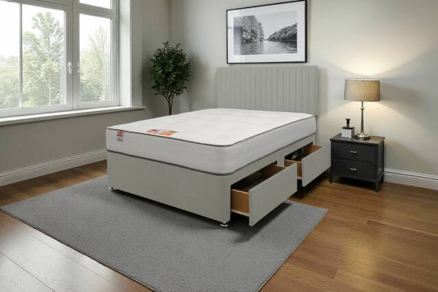 "Emily Naples Bed Set With Mattress, 2 Drawers Same Side & 24""Headboard"