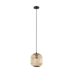 Eglo Bordesley 1-Light Caged Rattan Single Pendant