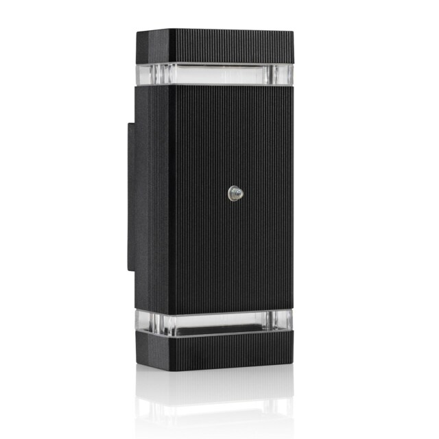 Auraglow Dusk Till Dawn Sensor Double Up & Down Wall Light - THRUXTON Silver Silver/Warm White