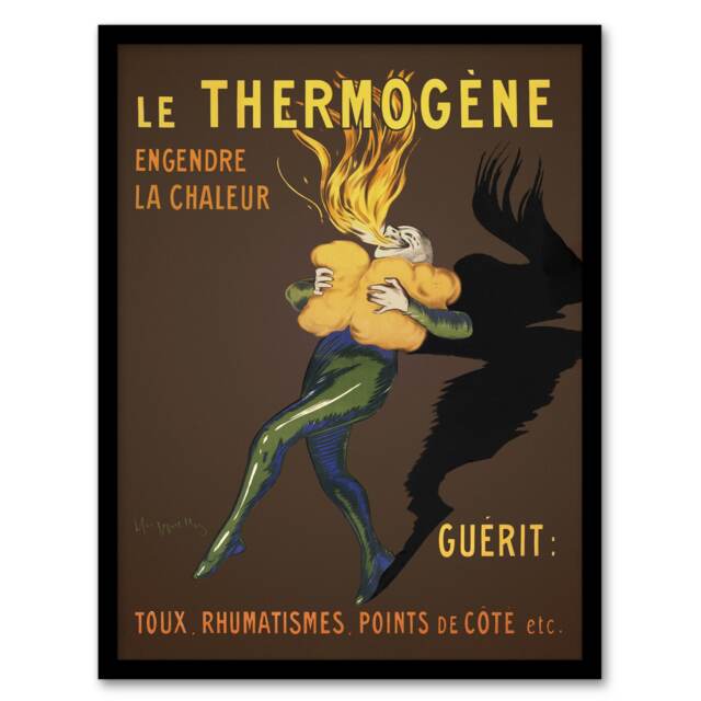 "Le Thermogene French Advert Vintage Framed Wall Art Print Cappiello 12x16"""