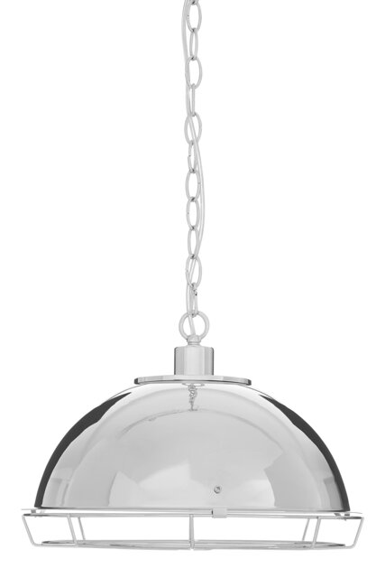 Chrome Pendant Light With Wire Grille & Chain Suspension,Tough Iron Build Lamp,Decorative Ceiling Light
