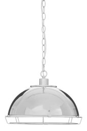 Chrome Pendant Light With Wire Grille & Chain Suspension,Tough Iron Build Lamp,Decorative Ceiling Light