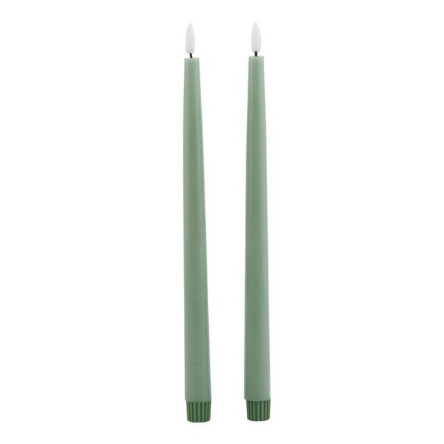 Luxe Collection LED Dinner Candles (Set of 2) - Wax - L2 x W2 x H25 cm - Sage Green Green