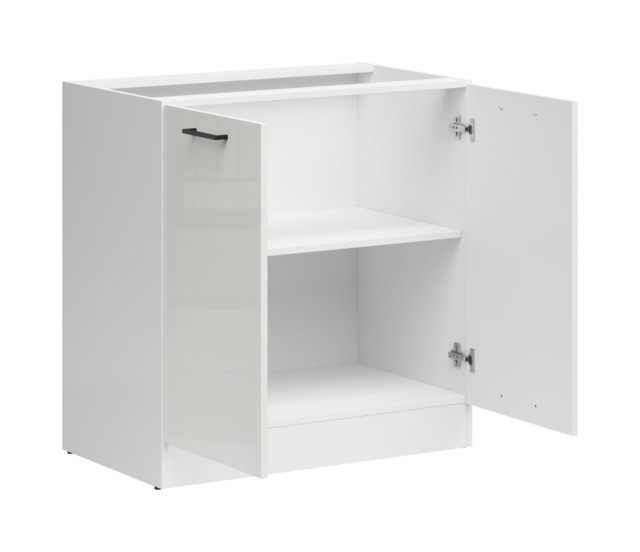 Kitchen Base Unit 800mm Cabinet 2 Door 80cm Cupboard Chalk White Gloss Storage Freestanding Modular Junona