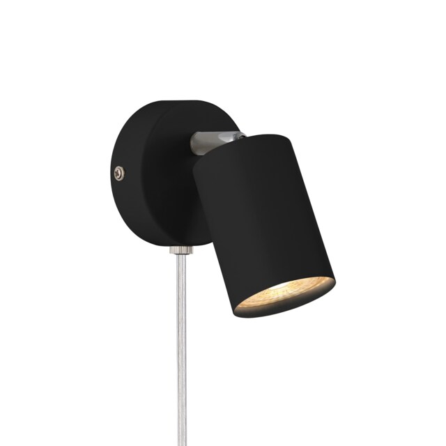 Nordlux Explore Indoor Wall Light Black Metal Sensor GU10 Adjustable Head - Plug In or Mains Powered , IP20 Black Black