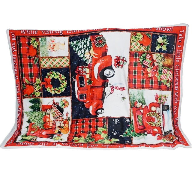 Gr8 Home Christmas Patchwork Fleece Blanket Large Festive Xmas Flannel Throw 150 x 200cm