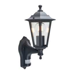 Eversham - Black Six Sided Lantern Motion Sensor Outdoor Light Black Clear 1