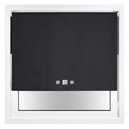 FURNISHED Blackout Roller Blind with Triple Square Eyelets Easy Fit Window Shade Black Black (W) 75cm x (L) 165cm