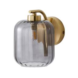 ValueLights Amelie Gold Ribbed Glass Lamp Wall Light & Bulbs Gold
