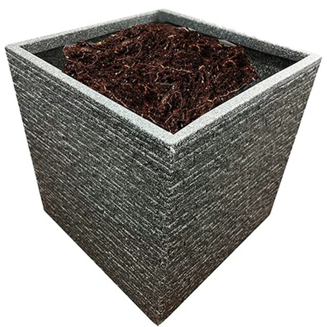 1 x Large Square Slate Effect Planter For Garden Indoor & Outdoor Patio Planters Pots Grey