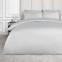 OHS 100% Cotton 220TC Luxury Duvet Cover and Pillowcase Set, Single - Silver