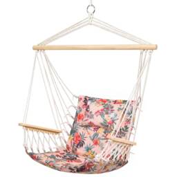Outsunny Hammock Hanging Rope Chair Swing w/Cushion 100KG Multicolour Flower Multi