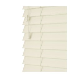 50cm Misty White Smooth Finish Faux Wood Venetian Blinds with Strings (120cm Drop) White White