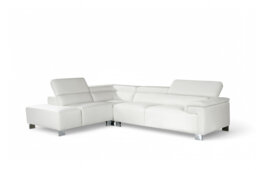 Genuine Leather White Left Hand Facing Corner Sofa LIVORNO