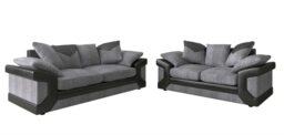 DINO 3+2 SEATER GREY BLACK FAUX LEATHER SOFA SET SUITE