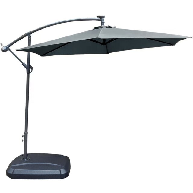 Direct Wicker Cantilever Garden Parasol Outdoor Umbrella Sunshade with Crank Handle, Grey Grey