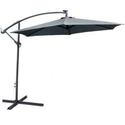 Direct Wicker Cantilever Garden Parasol Outdoor Umbrella Sunshade with Crank Handle, Grey Grey