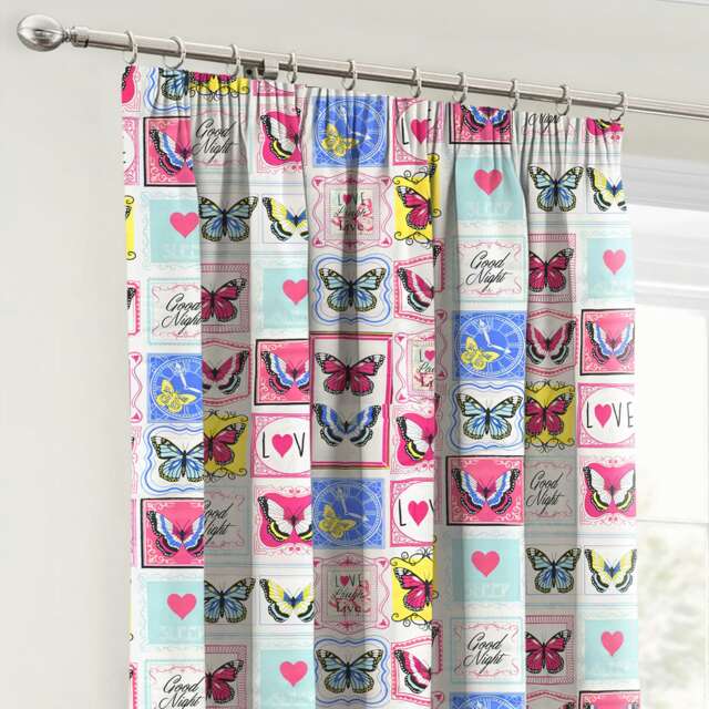 Velosso Butterfly Maison Pencil Pleat Curtains - 168cm x 183cm Multi