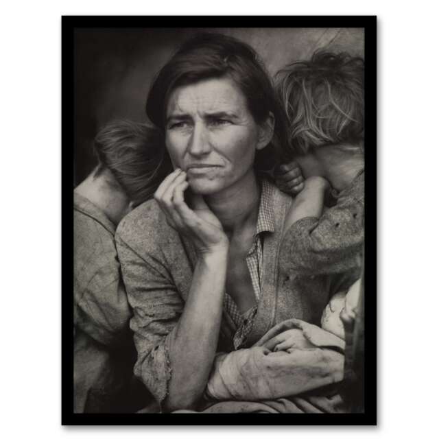 Dorothea Lange Migrant Mother and Children Photograph Framed Wall Art Print A3
