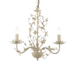 Lullaby 3 Light Multi Arm Ceiling Pendant Flower Design Cream Brushed Gold, Pearl Effect Acrylic, E14