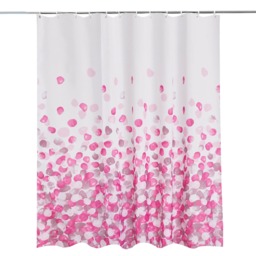 Pink Petals Polyester Fabric Shower Curtain with 12 Hooks - 180x200cm