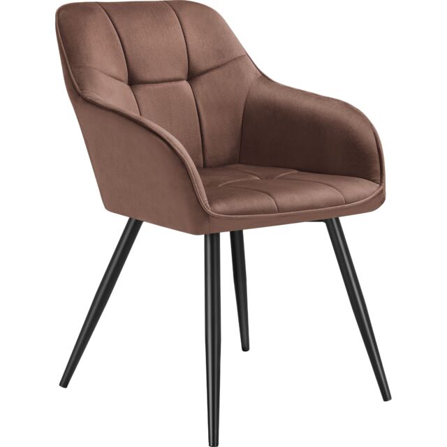 Dining Chair Marilyn - velvet look, quilted pattern Brown brown/black 1