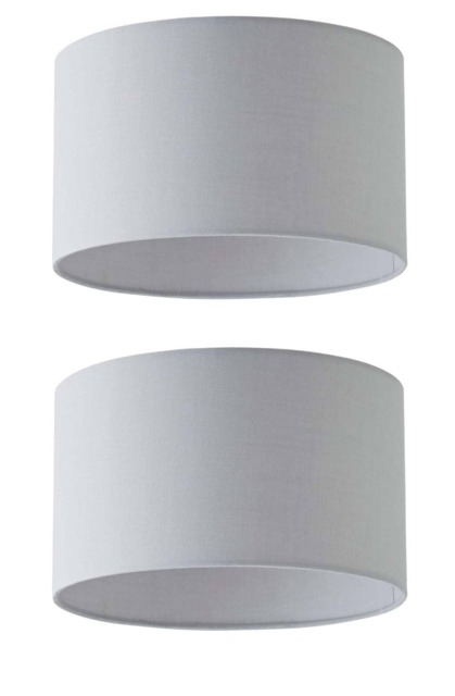 ValueLights Reni Pair Grey Fabric Small Drum Ceiling Shades