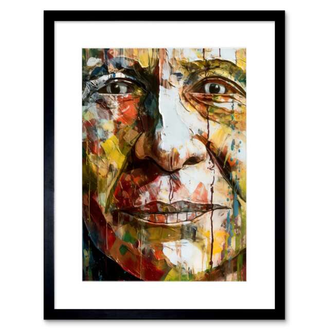 "Behind Every Face a Story Close Up Bold Painting 9x7"" Black Framed Wall Art Print"