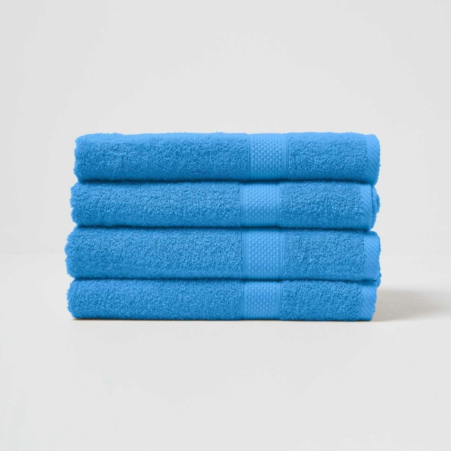 Homescapes Turkish Cotton Bath Towel Set of 4 - Cobalt Blue Blue Bath towel 4