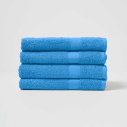 Homescapes Turkish Cotton Bath Towel Set of 4 - Cobalt Blue Blue Bath towel 4