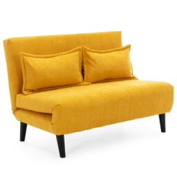 Harper 2 Seater Folding Clic Clac Fabric Lounge Futon Sofa Bed (Mustard)