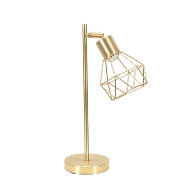 ValueLights Angus Brushed Gold Geometric Shade Table Lamp and Bulb